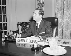 Broadcasting Prints: Gov. Orval Faubus Seated At Desk