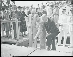 Edison Prints: Government Officials at U. S. S. New Jersey Keel Ceremony