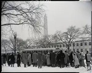 Bus Stop Prints: Government Workers Line For Bus
