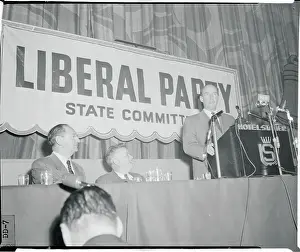 Governor Adlai Stevenson Speaking at Podium