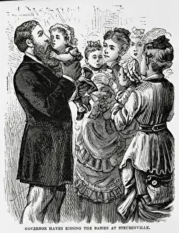 Governor Prints: Governor Hayes Kissing Babies