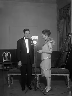 James J Prints: Governor Jimmy Walker and Emma Bugbee Standing at Microphone