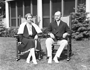 Grace and Calvin Coolidge Seated on Lawn