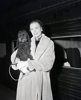 Poodle Prints: Grace Kelly Poses With Poodle; Fur Coat