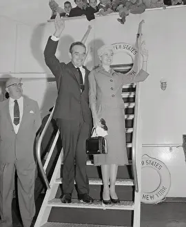 Grace Kelly and Prince Rainier Waving to Crowd