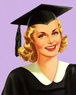 Student Prints: Graduate Wearing Cap and Gown