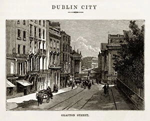 Images Dated 19th February 2018: Grafton Street in Dublin, Ireland Victorian Engraving, 1840