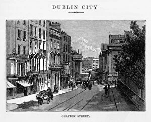 Port Collection: Grafton Street in Dublin, Ireland Victorian Engraving, 1840