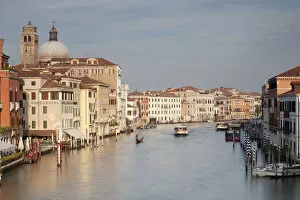 Grand Canal, Canal Grande with boats and palazzi, palaces, Venice, Venezien, Italy