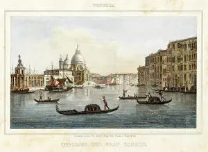 Grand Canal, Venice, Italy - Hand Colored Lithograph Published C1845, Venice for Vedute di Venezia by Marco Moro