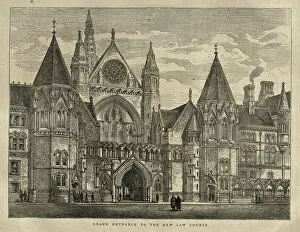 Architecture Collection: Grand Entrance to the Law Courts, London, 1870s, 19th Century British Victorian Architecture History