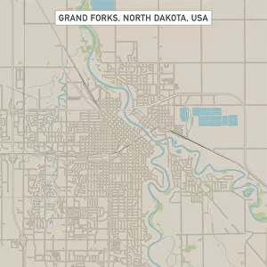 Images Dated 14th July 2018: Grand Forks North Dakota US City Street Map