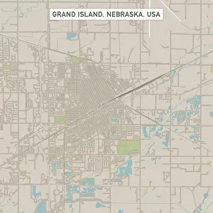 Images Dated 14th July 2018: Grand Island Nebraska US City Street Map