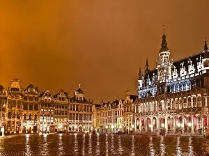 Town Square Collection: Grand Place in Brussels lit up at night