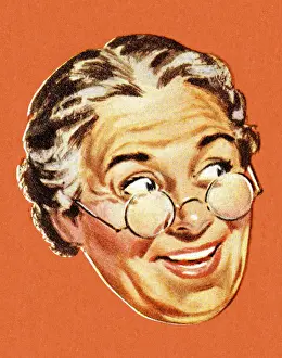 Sideways Glance Prints: Grandma Smiling and Looking to the Side