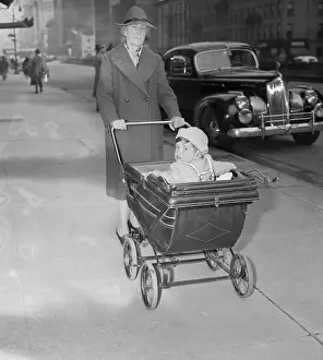 Grandmother Prints: Grandmother Pushing Grandson (2-5 months) in Pram