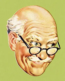Sideways Glance Prints: Grandpa Smiling and Looking to the Side