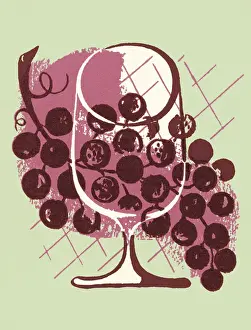 Grape Prints: Grapes and Wine Glass