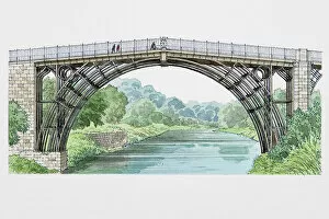 Dorling Kindersley Prints Gallery: Great Britain, England, 1779 cast iron bridge over river