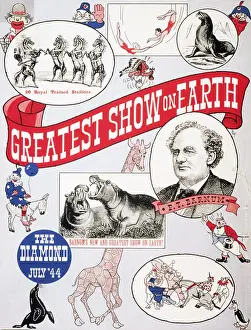 Hippopotamus Prints: Greatest Show on Earth Poster Advertising P.T. Barnum's Circus