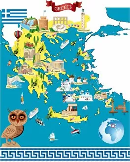 Images Dated 1st March 2018: Greece Cartoon Map