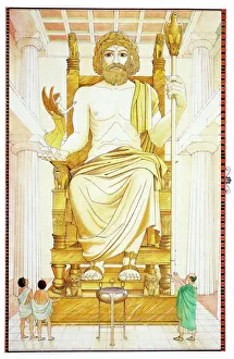 Sculpture Gallery: Greece, Third Wonder, seated statue of Greek God Zeus, located in ancient town of Olympia
