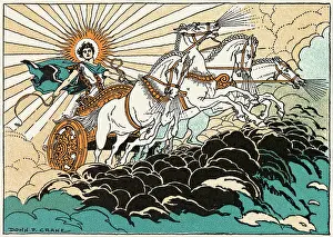 Greek God Helios Riding in Chariot