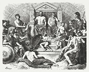 Mythology Gallery: Greek gods in the Olymp, Greek mythology, published in 1880