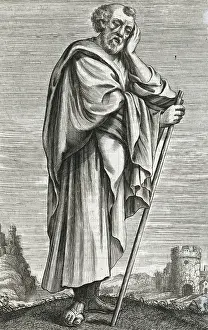 Greek Philosopher Heraclitus Pausing Pensively on Hill