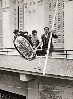 Cyprus Prints: Greek Students Throw British Consul Sign Off Balcony