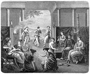 Leisure Games Prints: Greek womens home life