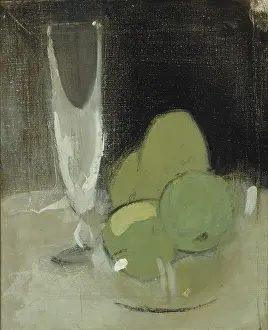 Oil On Canvas Prints: Green Apples And Champagne Glass