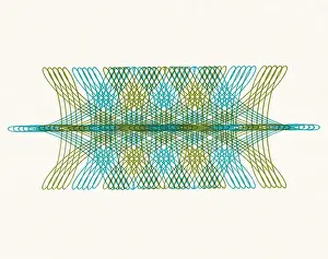1940 1980 Retro Styled Image Prints: Green and Blue Line Drawing