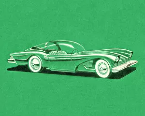 Images Dated 10th April 2013: Green Futuristic Car