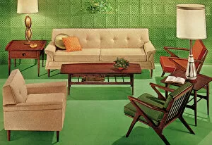 Images Dated 10th April 2013: Green Mid-Century Living Room