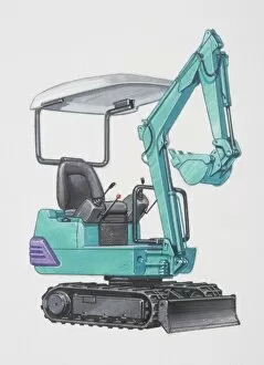 Images Dated 9th June 2006: Green mini-excavator, side view