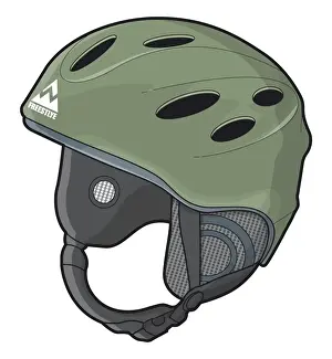 Winter Sport Prints: Green plastic helmet