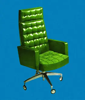 Home Decorating Prints: Green Rolling Chair