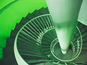 Green spiral staircase