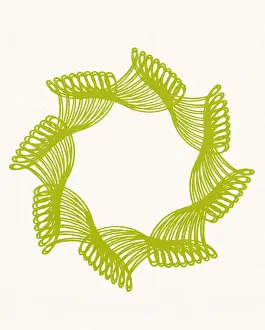 1940 1980 Retro Styled Image Prints: Green Wreath Shape Line Drawing