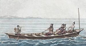 Images Dated 28th July 2018: Greenlandic winter boat, hand-colored copper engraving from Friedrich Justin Bertuch