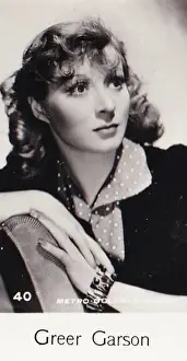 Greer Garson, Film Stars series, collectible C T Bridgewater cigarette card, 1940