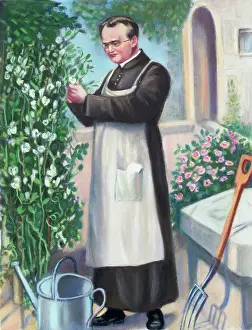 Austrian Prints: Gregor Mendel at Work in His Genetic Strain Garden