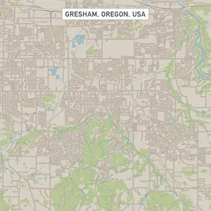 Oregon Prints: Gresham Oregon US City Street Map