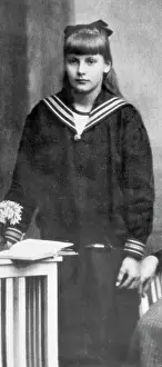 Prints of (Original Caption). A fourteen year old school girl in Stockholm, with a big bow and long hair - a picture which proves any girl can do anything Timeless Elegance: The Iconic Greta Garbo Collection: Greta Garbo At 14-Years Of Age