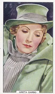 Prints of Collectible Gallaher tobacco card, My Favorite Part series, published 1939, depicting Hollywood cinema stars portrayed in their favorite film role Timeless Elegance: The Iconic Greta Garbo Collection: Greta Garbo, My Favorite Part series, Collectible Tobacco Card, 1939