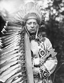 Tomahawk Prints: Grey Eagle Wearing Traditional Headdress