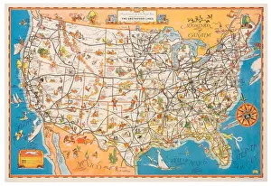 Gado Posters Prints: Greyhound Lines American Map