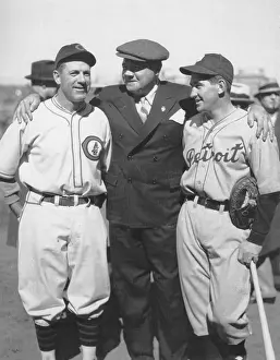 Babe Ruth Prints: Grimm, Ruth, & Cochrane At The 1935 World Series
