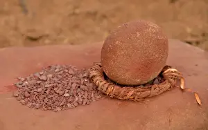 Kaokoland Prints: Grinding tool and red iron rocks ??used for the traditional skin cream of the Himba